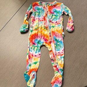 Posh Peanut Tie-Dye Footed One-Piece - Rainbow Colors
